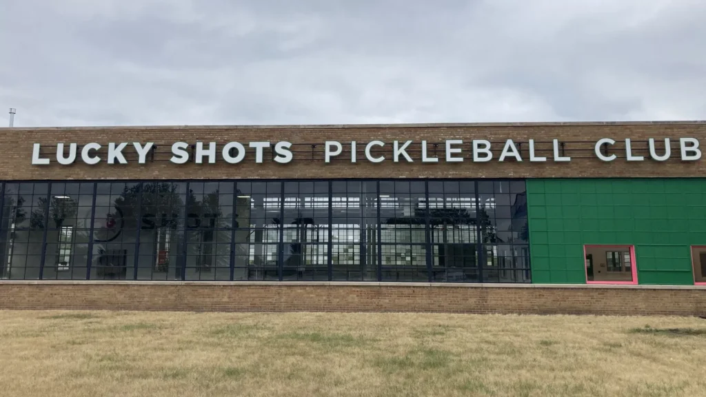 Lucky Shots Pickleball is almost ready to open, but hold on. Photo: Nick Halter/Axios