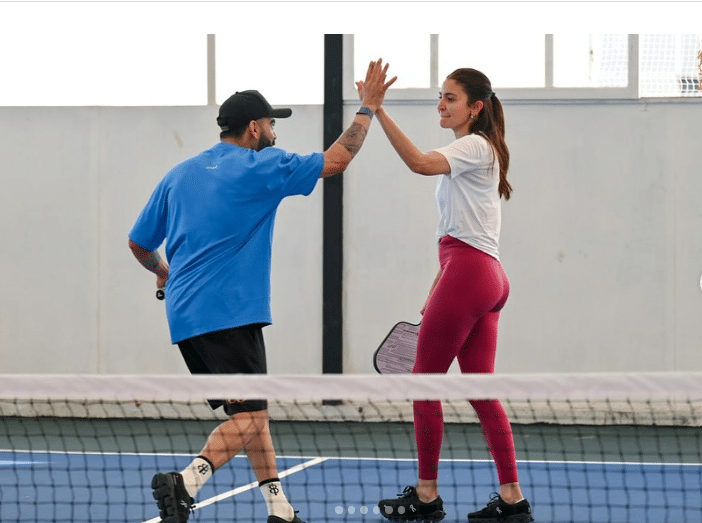 Virat Kohli and Anushka Sharma Play Pickleball with RCB Teammates Virat Kohli and Anushka Sharma Play Pickleball